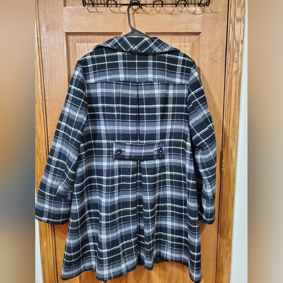 Relativity Plaid Black and Gray Women's Pea Coat Sz 2X - Picture 7 of 7